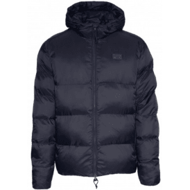 Rear Embroidered Logo Navy Puffer Jacket
