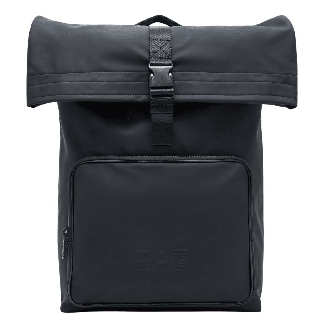 Emporio Armani EA7 Rubberised Logo Black Satchel Backpack