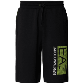 Rubberised Pixel Logo Cotton Black Shorts