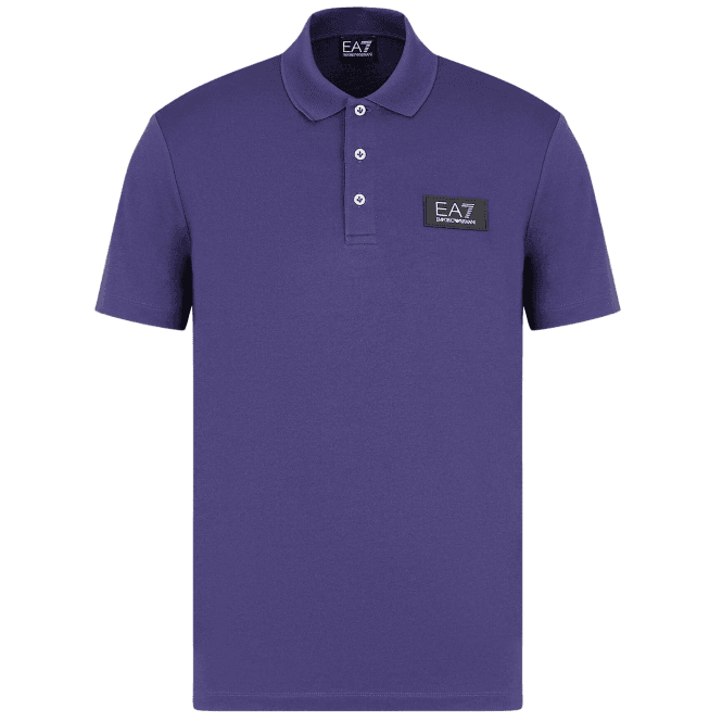 Emporio Armani EA7 Rubberised Stamp Logo Violet Blue Polo Shirt