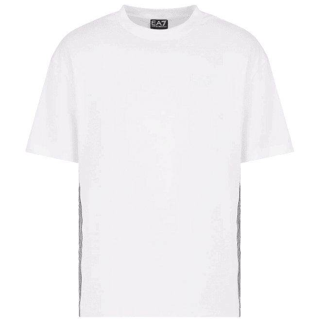 Emporio Armani EA7 Seven Lines Stretch Cotton White T-Shirt