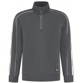 Tape Logo Grey Quarter Zip Sweatshirt