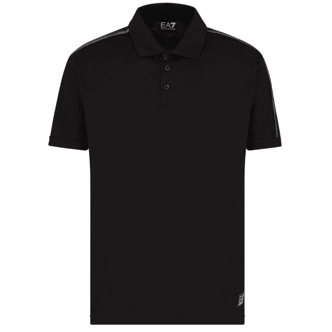 Emporio Armani EA7 Taped Shoulder Logo Black Polo Shirt