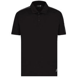 Taped Shoulder Logo Black Polo Shirt