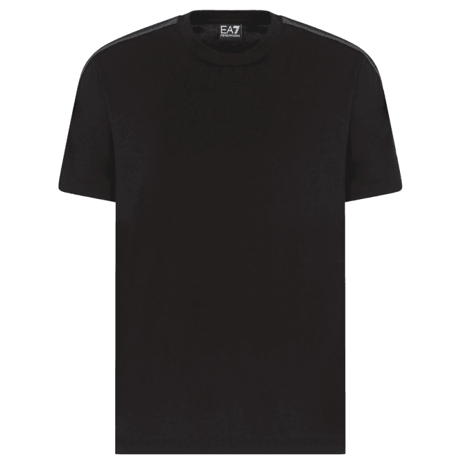 Emporio Armani EA7 Taped Shoulder Logo Black T-Shirt