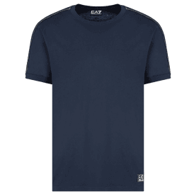 Taped Shoulder Logo Navy T-Shirt