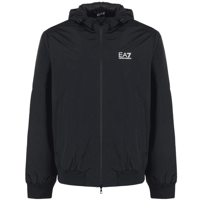 Emporio Armani EA7 Technical Fabric hooded Black Bomber Jacket