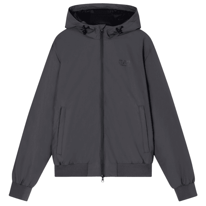 Emporio Armani EA7 Technical Fabric hooded Grey Bomber Jacket