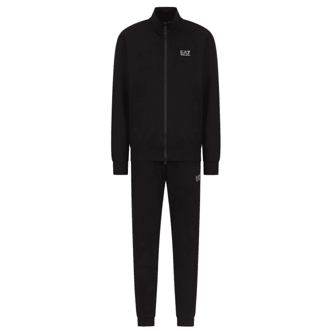 Emporio Armani EA7 Zip Up Funnel Neck Black/White Cotton Tracksuit
