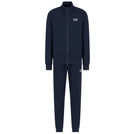 Zip Up Funnel Neck Navy Cotton Tracksuit