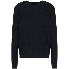 Embossed Pattern Black Knitted Jumper