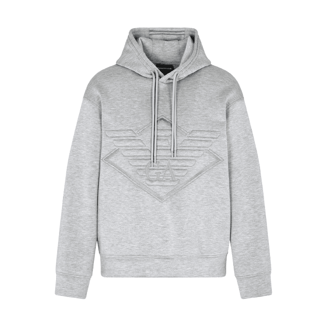 Emporio Armani Embroidered Eagle Logo Grey Pullover Hoodie
