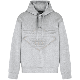 Embroidered Eagle Logo Grey Pullover Hoodie