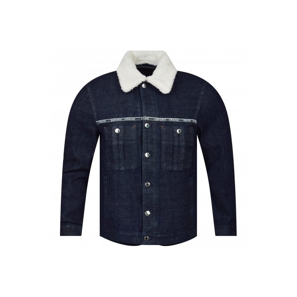 Emporio Armani Fur Dark Wash Raw Denim Jacket - Clothing from N22