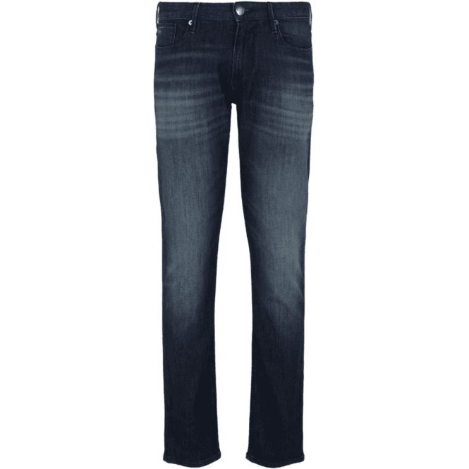 Emporio Armani J06 Slim Fit Washed Dark Blue Jeans