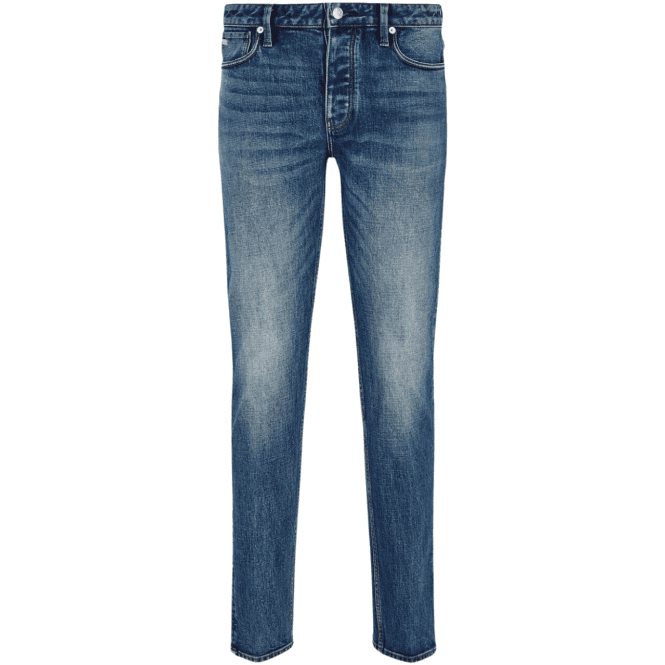 Emporio Armani J75 Straight Leg Washed Blue Denim Jeans