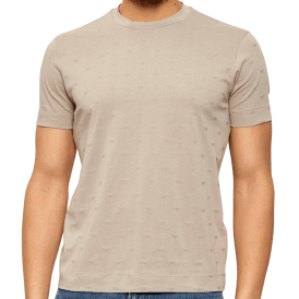 Micro Eagle All Over Slim Fit Beige T-Shirt