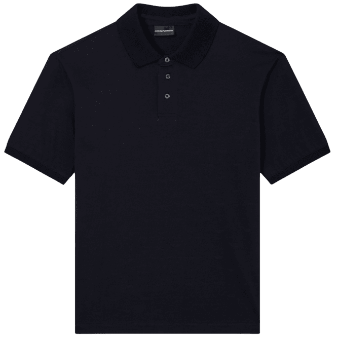 Emporio Armani Micro Eagle All Over Slim Fit Navy Polo Shirt