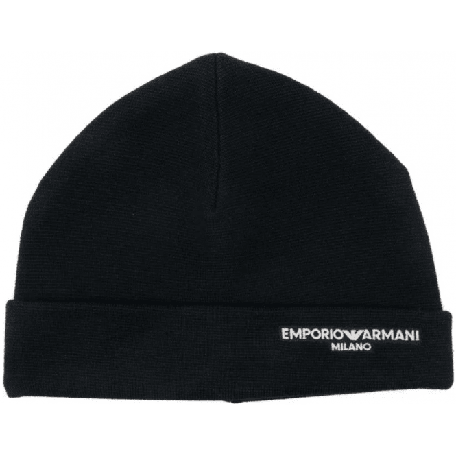 Emporio Armani Milano Logo Navy Beanie Hat