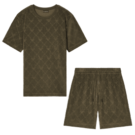Monogram Logo Olive Green Shorts Set