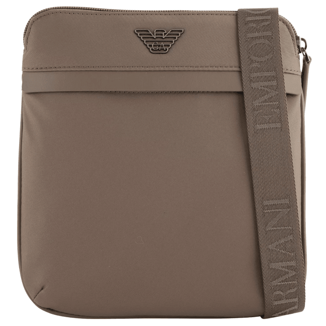 Emporio Armani Nylon Eagle Logo Brown Shoulder Bag