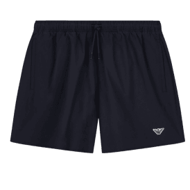 Nylon Embroidered Logo Black Swim Shorts