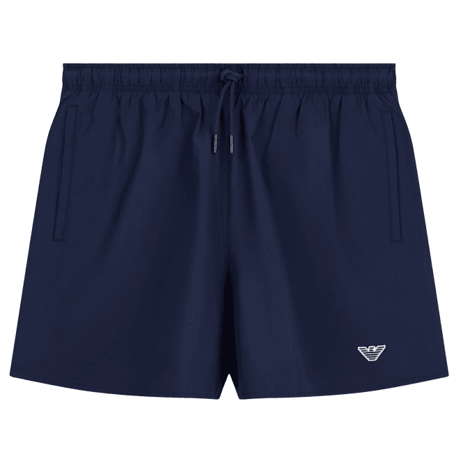 Emporio Armani Nylon Embroidered Logo Navy Swim Shorts