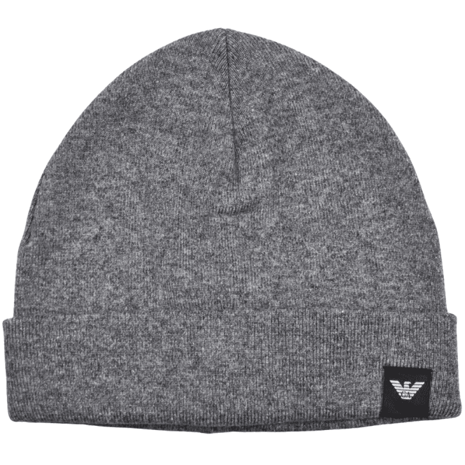 Emporio Armani Patch Logo Grey Beanie Hat