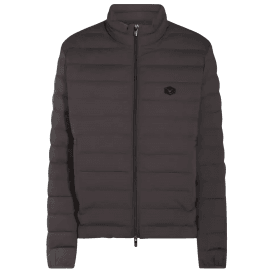 Patch Logo Nylon Quilted Grey Down Jacket