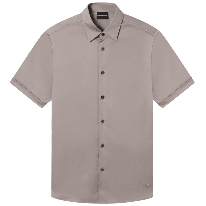 Emporio Armani Pima Cotton Short Sleeve Brown Shirt