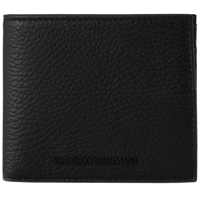 Emporio Armani Rubberised Logo Black Leather Wallet
