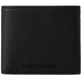 Rubberised Logo Black Leather Wallet