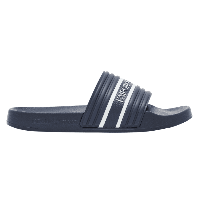 Emporio Armani Tape Logo Navy Rubber Sliders