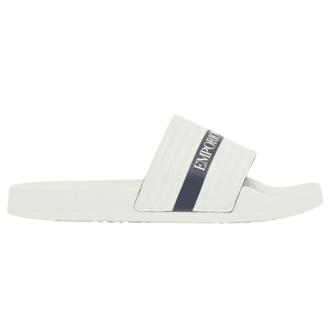 Emporio Armani Tape Logo White Rubber Sliders