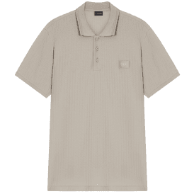 Textured Cotton Beige Polo Shirt