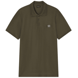 Textured Cotton Olive Green Polo Shirt