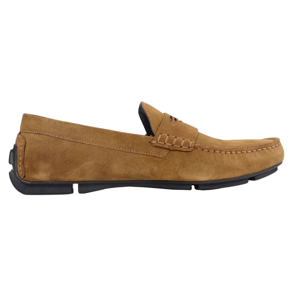 Emporio Armani X4B121 XF188 Suede Brown Loafers - Footwear  display picture 2