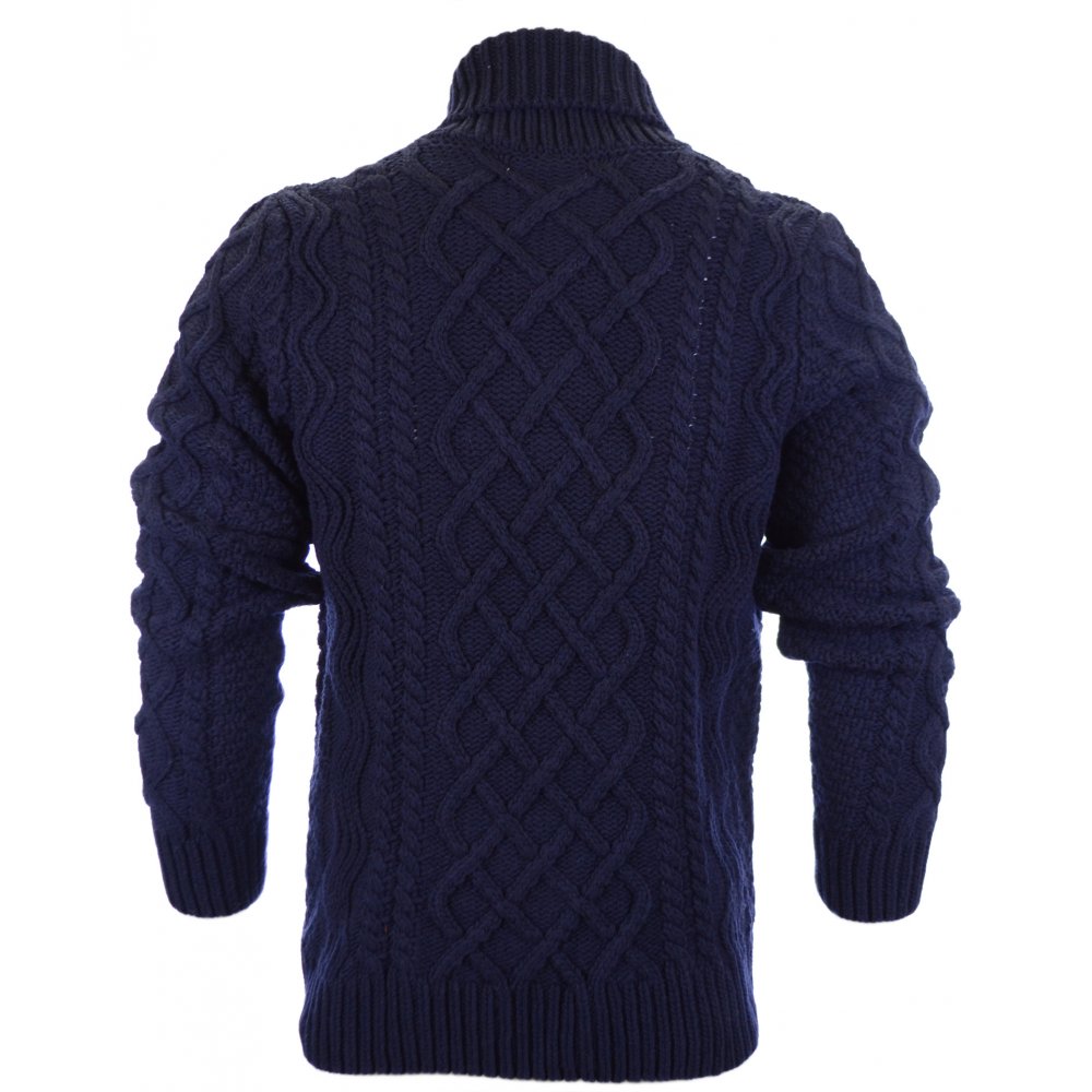 Franklin & Marshall Shawl Neck Wool Navy Cardigan - Clothing from 