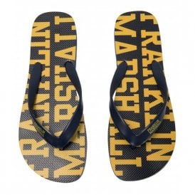 UA987 Unisex Rubber All Over Logo Navy Thong Sandals 