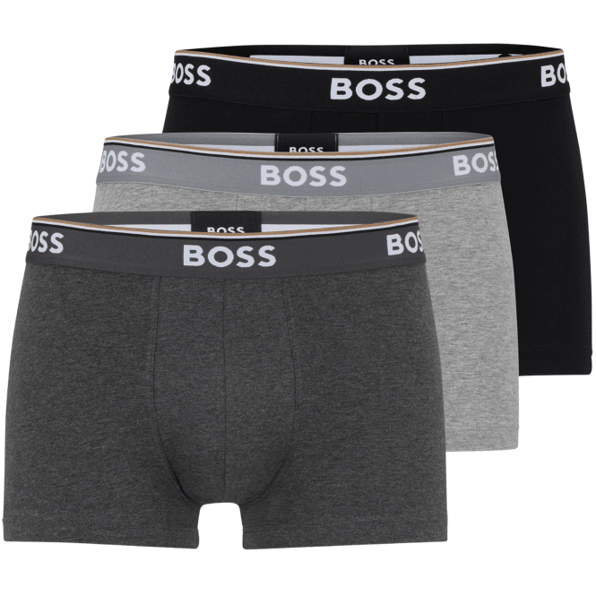 Boss 3-Pack Stretch Cotton Grey/Black Trunks