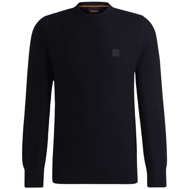 Boss Anion Regular Fit Navy Knitted Sweatshirt