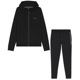 Authentic Cotton Stripe Logo Hooded Black Tracksuit