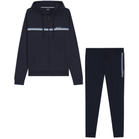 Authentic Cotton Stripe Logo Hooded Navy Tracksuit