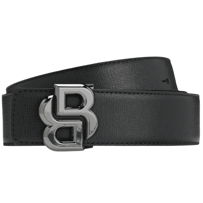 Boss B_ICON-SF Reversible Black/Grey Leather Buckle Belt