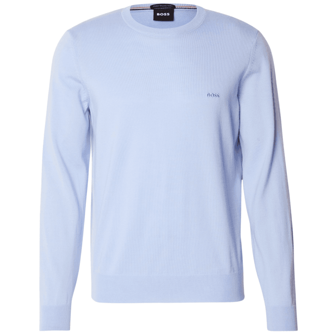 Boss Botto Embroidered Logo Crew Neck Sky Blue Knitted Jumper