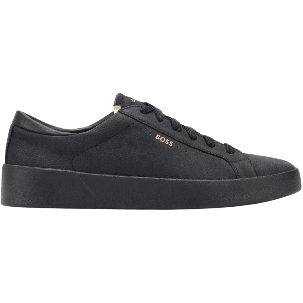Hugo Boss Footwear Belwar Black/Gold Leather Sneaker/Trainer - Footwear ...