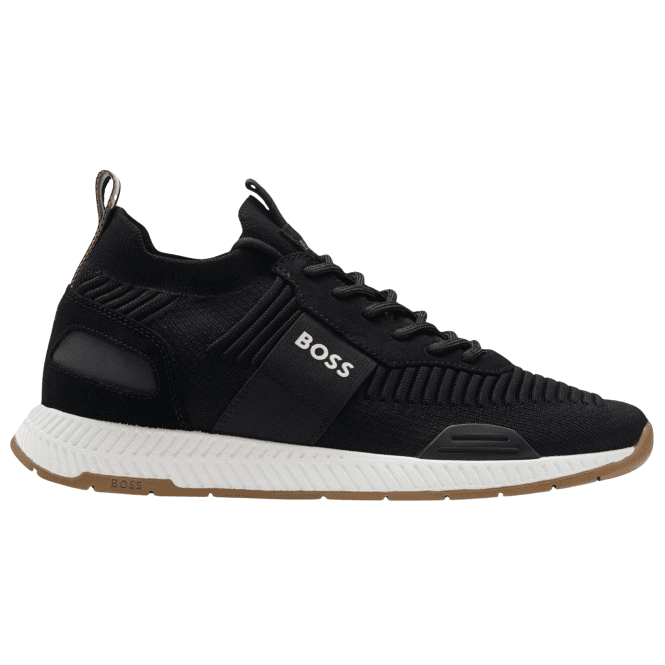 Boss Footwear Titanium Runn Knitted Black/White Runner Trainers