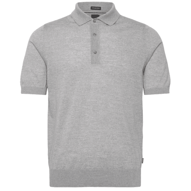 Boss H-Nolano Fine Merino Knitted Grey Polo Shirt