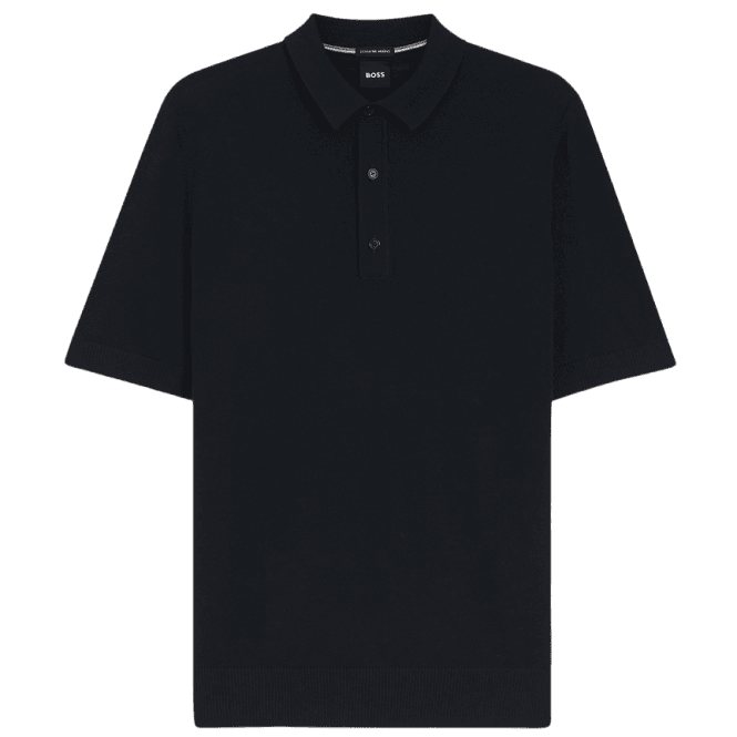 Boss H-Nolano Fine Merino Knitted Navy Polo Shirt