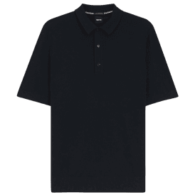 H-Nolano Fine Merino Knitted Navy Polo Shirt